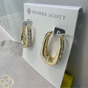 BNIB Kendra Scott Gold Parker hoop earrings - white crystal